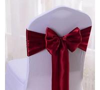 Fasce e fiocchi per sedie, Telaio for sedia 10 pezzi in raso multicolore for feste, banchetti, ricevimenti, ristoranti, decorazioni for eventi(Wine Red)