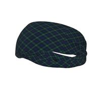 Fasce elastiche antiscivolo per la testa con motivo tartan blu e verde Clan Mackenzie, ideali per uomo e donna.