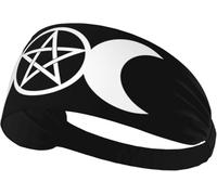 Fasce elastiche antisudore con pentacolo pagano della tripla luna per donne e uomini, fascia larga antiscivolo per yoga, fascia per la testa per allenamento sportivo per corsa, tennis, palestra, fitne