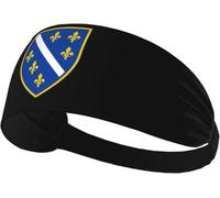 Fasce elastiche antisudore con stemma della Bosnia ed Erzegovina per donne e uomini, fascia larga antiscivolo per yoga, fascia per la testa per allenamento sportivo per corsa, tennis, palestra, fitnes