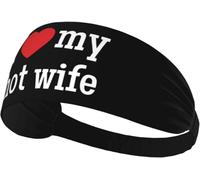 Fasce elastiche antisudore "I Heart My Hot Wife" per donne e uomini, fascia larga antiscivolo per yoga, fascia per la testa per allenamento sportivo, corsa, tennis, palestra, fitness, traspirante