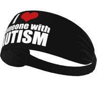 Fasce elastiche antisudore "I Love Someone with Autism" per donne e uomini, fascia larga antiscivolo per yoga, fascia per la testa per allenamento sportivo, corsa, tennis, palestra, fitness, traspiran
