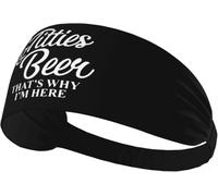 Fasce elastiche antisudore per donne e uomini con scritta "Titties and Beer That's Why I'm Here", fascia larga antiscivolo per yoga, fascia per la testa per allenamento sportivo, corsa, tennis, palest