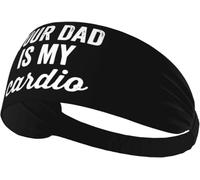 Fasce elastiche antisudore Your Dad is My Cardio per donne e uomini, fascia larga antiscivolo per yoga, fascia per la testa per allenamento sportivo per corsa, tennis, palestra, fitness, traspirante
