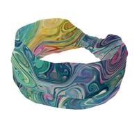 Fasce elastiche da donna colorate astratte che scorrono a vortice, ampia fascia per capelli antiscivolo, fascia per il sudore, fascia per la testa per yoga, palestra, corsa, fitness, sport