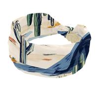 Fasce elastiche da donna con cactus occidentale, cappelli da cowboy, da deserto, antiscivolo, larga, turbante, per allenamento, yoga, sport, corsa