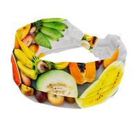 Fasce elastiche da donna con frutta mista, antiscivolo, ampia fascia per capelli, turbante, per allenamento, yoga, sport, corsa