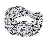 Fasce elastiche da donna con motivo anime, per Halloween, colore nero e bianco, fascia elastica a turbante larga, fascia morbida per capelli antiscivolo, per yoga, allenamento, sport, corsa