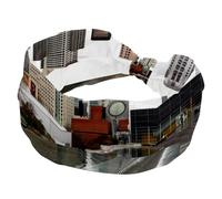 Fasce elastiche da donna con motivo città, antiscivolo, ampia fascia per capelli, turbante, per allenamento, yoga, sport, corsa