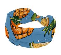 Fasce elastiche da donna, fascia larga per capelli annodate, sfondo blu ananas, fascia vintage per uso quotidiano, yoga, allenamento