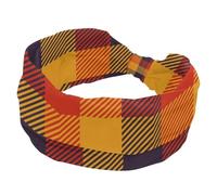 Fasce elastiche da donna, motivo scozzese, arancione, assorbe il sudore, per sport, yoga, allenamento, fascia morbida e larga, annodata