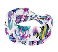 Fasce elastiche da donna, per chirurgo dei pesci, assorbe il sudore, per sport, yoga, allenamento, fascia morbida e larga, fascia per capelli annodata