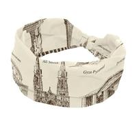 Fasce elastiche da donna, stile vintage, monumenti antichi, luoghi di interesse, assorbono il sudore, sport, yoga, allenamento, fascia morbida e larga, fascia per capelli annodata