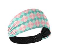 Fasce elastiche di raffreddamento verde pastello a scacchi per le donne fasce elastiche per capelli per il lavaggio del viso Yoga Ciclismo bandas elásticas para el cabello