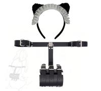 Fasce elastiche in pelle nera a 2 pezzi per esercizi alle mani con componenti di fissaggio, per lo stretching muscolare Pilates