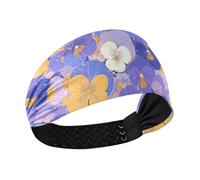 Fasce elastiche in tessuto traspirante con fiori astratti arancioni viola del pensiero per yoga, allenamento, escursionismo
