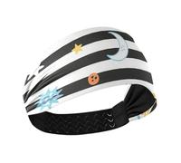 Fasce elastiche in tessuto traspirante con sole e stelle a righe bianche nere per il lavaggio del viso basket yoga diadema para ni?as