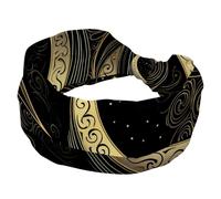 Fasce elastiche larghe per capelli, da donna, alla moda, turbante, con cielo stellato, luna, yoga, allenamento, fascia per il sudore, accessori per capelli