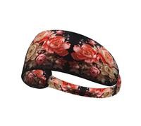 Fasce elastiche per capelli con peonie dai colori vivaci, antiscivolo, traspiranti, per donne e uomini, per palestra, corsa, yoga, tennis