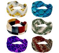 Fasce elastiche per capelli da donna, 6 pezzi, turbante, con squame di sirena, morbide e annodate, per yoga, allenamento quotidiano