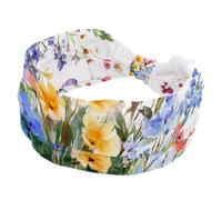 Fasce elastiche per capelli da donna, con bouquet di fiori di campo e farfalle, antiscivolo, turbante sportivo alla moda, per yoga, allenamento, uso quotidiano