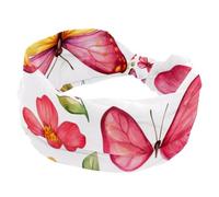 Fasce elastiche per capelli da donna, con farfalle colorate, con fiori rosa, gialli, rossi, antiscivolo, alla moda, turbante sportivo, per yoga, allenamento, uso quotidiano