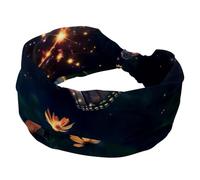 Fasce elastiche per capelli da donna, con farfalle e fiori nel cielo, fasce elastiche per capelli intrecciate, morbide fasce antiscivolo per allenamento yoga, accessori per capelli alla moda