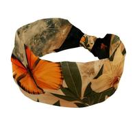 Fasce elastiche per capelli da donna, con farfalle, lune, fiori, arancioni, antiscivolo, alla moda, turbante sportivo, turbante per yoga, allenamento quotidiano