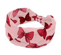 Fasce elastiche per capelli da donna, con fiocchi rosa e rossi, antiscivolo, turbante sportivo alla moda, per yoga, allenamento, uso quotidiano