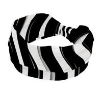 Fasce elastiche per capelli da donna, con motivo a onde verticali in bianco e nero, stile retrò, senza cuciture, antiscivolo, turbante sportivo alla moda, turbante per yoga, allenamento, uso