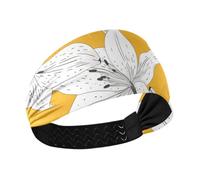 Fasce elastiche per capelli da donna con motivo floreale bianco e giglio, per il sudore, per palestra, lavaggio viso, ciclismo, ciclismo