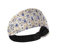 Fasce elastiche per capelli da donna con ricamo blu dorato antiscivolo extra larghe per allenamenti atletici sport uso quotidiano diadema para ni?as