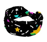 Fasce elastiche per capelli da donna con stelle colorate astratte antiscivolo ampia fascia per capelli turbante per allenamento yoga sport corsa