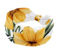 Fasce elastiche per capelli da donna, in stile vintage, con fiori gialli, antiscivolo, turbante sportivo alla moda, per yoga, allenamento, uso quotidiano