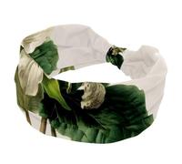Fasce elastiche per capelli da donna, motivo floreale vintage con grandi foglie verdi, antiscivolo, turbante sportivo alla moda, turbante per yoga, allenamento, uso quotidiano