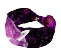 Fasce elastiche per capelli, da donna, motivo: pianeta spaziale, galassia, universo, assorbe il sudore, per sport, yoga, allenamento, morbida fascia per capelli annodata