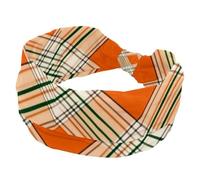 Fasce elastiche per capelli da donna, motivo scozzese arancione, bianco e verde, per San Patrizio, antiscivolo, alla moda, turbante sportivo, turbante per yoga, allenamento, uso quotidiano