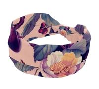 Fasce elastiche per capelli da donna, stile retrò, con foglie di frutta, peonia, pesca, con fiori, antiscivolo, alla moda, turbante sportivo, per yoga, allenamento, uso quotidiano