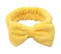 Fasce elastiche per capelli in morbido pile corallo, per yoga, spa, yoga, in tinta unita, da donna, per lavare il viso, accessorio carino per trucco (giallo)
