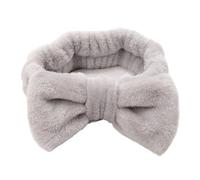 Fasce elastiche per capelli in morbido pile corallo, per yoga, spa, yoga, in tinta unita, da donna, per lavare il viso e truccarsi (grigio chiaro)