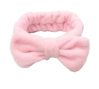 Fasce elastiche per capelli in morbido pile corallo, per yoga, spa, yoga, tinta unita, da donna, per lavare il viso, accessorio carino per trucco (rosa)
