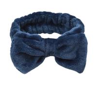 Fasce elastiche per capelli morbide con fiocco, per yoga, spa, yoga, in tinta unita, in pile corallo, da donna, per lavare il viso, accessorio carino per trucco (blu)