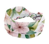 Fasce elastiche per capelli senza cuciture con fiori rosa acquerello per donne, fasce per capelli antiscivolo alla moda turbante sportivo per yoga allenamento uso quotidiano