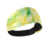 Fasce elastiche per il sudore per le donne con motivo astratto ad acquerello giallo limone, verde chiaro e verde chiaro