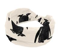 Fasce elastiche senza cuciture con pinguino vintage, da donna, antiscivolo, alla moda, turbante sportivo, per yoga, allenamento, uso quotidiano