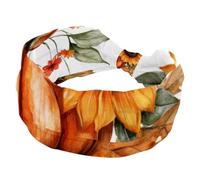 Fasce elastiche vintage per il Ringraziamento, zucca, girasole, fiori, foglie, fasce per capelli antiscivolo, alla moda, turbante sportivo, per yoga, allenamento, uso quotidiano