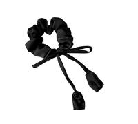 Fasce for capelli carine da donna e ragazza, eleganti, a tulipano, con fermaglio for coda di cavallo, fiocco, accessori for Chouchou(Black cloth)