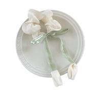Fasce for capelli carine da donna e ragazza, eleganti, a tulipano, con fermaglio for coda di cavallo, fiocco, accessori for Chouchou(Beige silk)