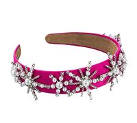 Fasce for capelli con strass scintillanti imbottite Fasce for capelli in cristallo Cerchietti for capelli in raso for ragazze FG171-Rosy(FG171-Rosy)