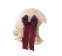 Fasce for capelli da donna Accessori for capelli Lolita Ragazze Grande fiocco Fermagli for capelli Bowknot Barrette Clip a becco d'anatra Copricapo for le donne Regali for feste(Black and Red)
